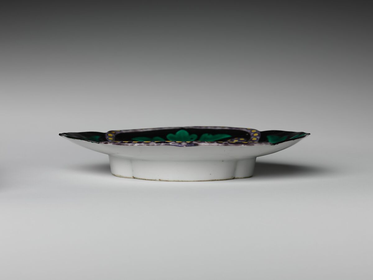 Small Dish with Floral Design, Porcelain with cobalt blue under transparent glaze and polychrome enamels over the glaze (Hizen ware, Nabeshima type), Japan