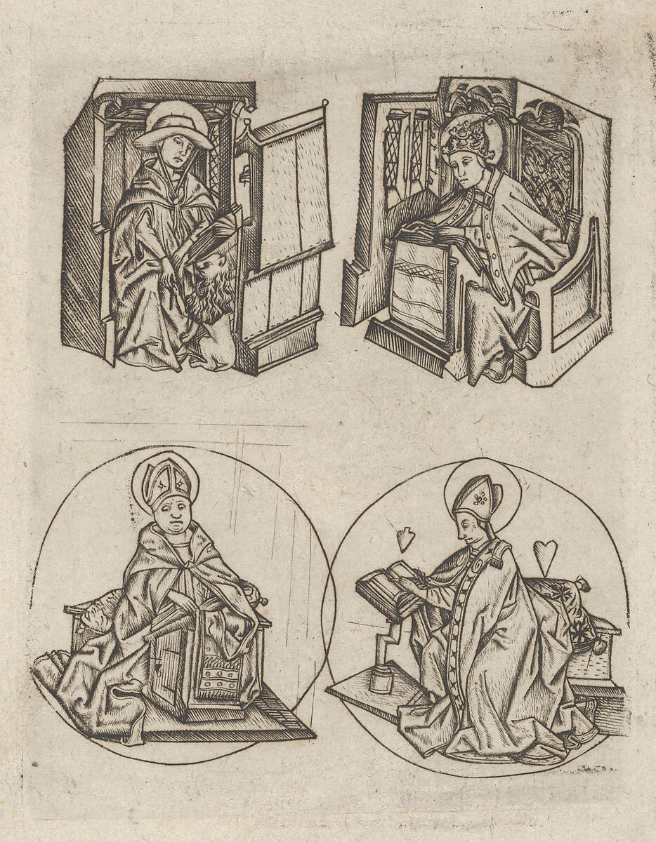The Four Fathers of the Church, Israhel van Meckenem (German, Meckenem ca. 1440/45–1503 Bocholt), Engraving