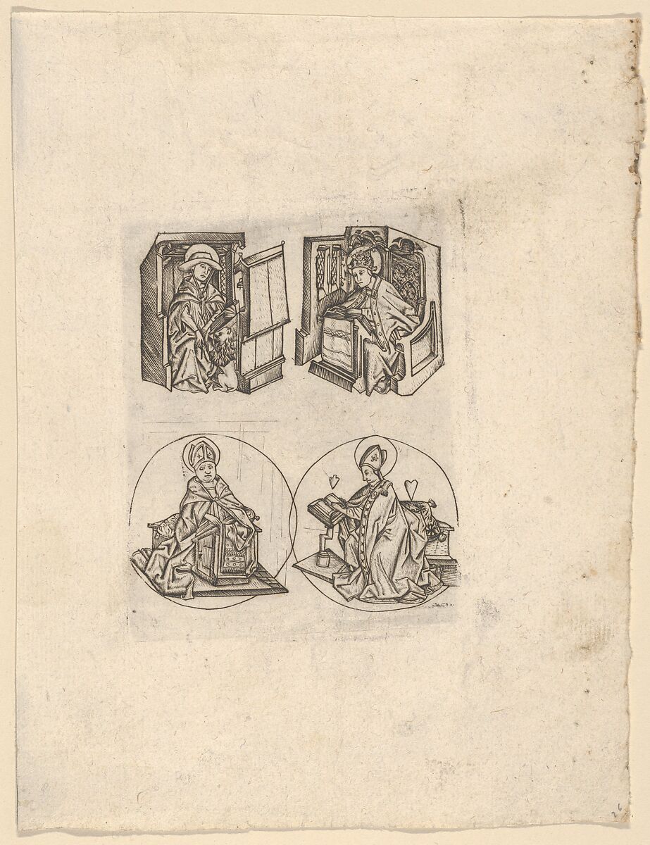 The Four Fathers of the Church, Israhel van Meckenem (German, Meckenem ca. 1440/45–1503 Bocholt), Engraving 