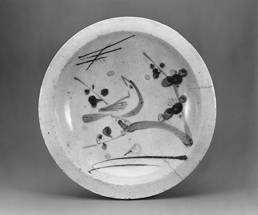 Ishizara Plate with Design of Bird on a Branch, Stoneware (Seto ware), Japan 