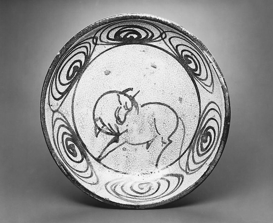 Ishizara Plate with Design of Horse and Spirals, Stoneware (Seto ware), Japan 