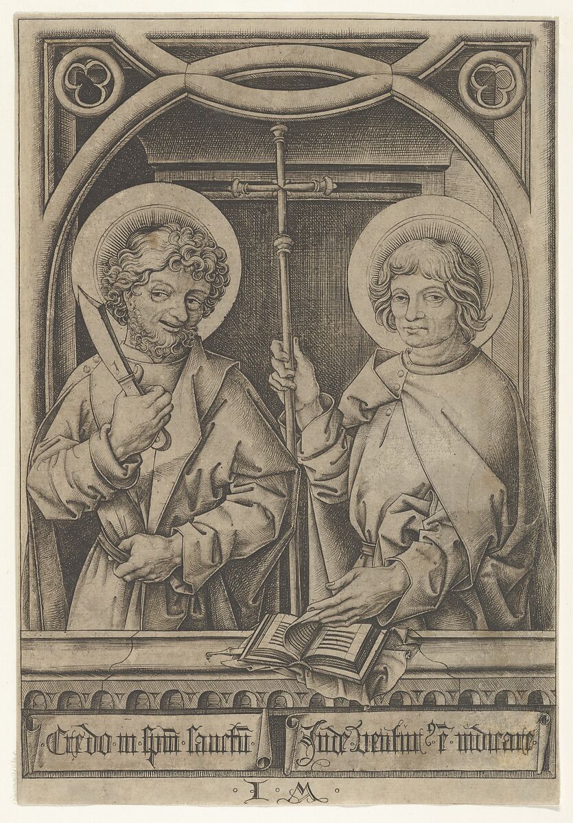 St. Bartholomew and St. Philip, from The Apostles, Israhel van Meckenem (German, Meckenem ca. 1440/45–1503 Bocholt), Engraving 