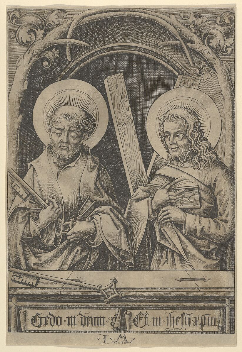 St. Peter and St. Andrew, from The Apostles, Israhel van Meckenem (German, Meckenem ca. 1440/45–1503 Bocholt), Engraving 