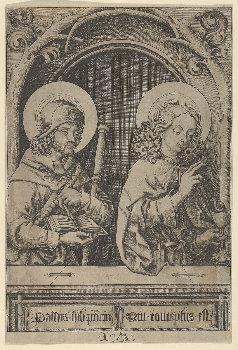 St. James the Greater and St. John, from The Apostles, Israhel van Meckenem (German, Meckenem ca. 1440/45–1503 Bocholt), Engraving 