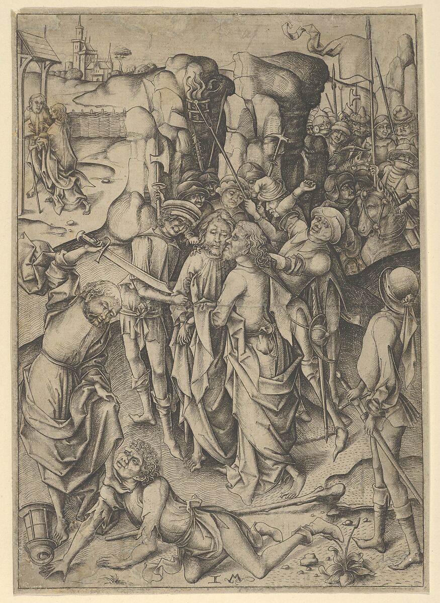 The Betrayal and Capture of Christ, Israhel van Meckenem (German, Meckenem ca. 1440/45–1503 Bocholt), Engraving 