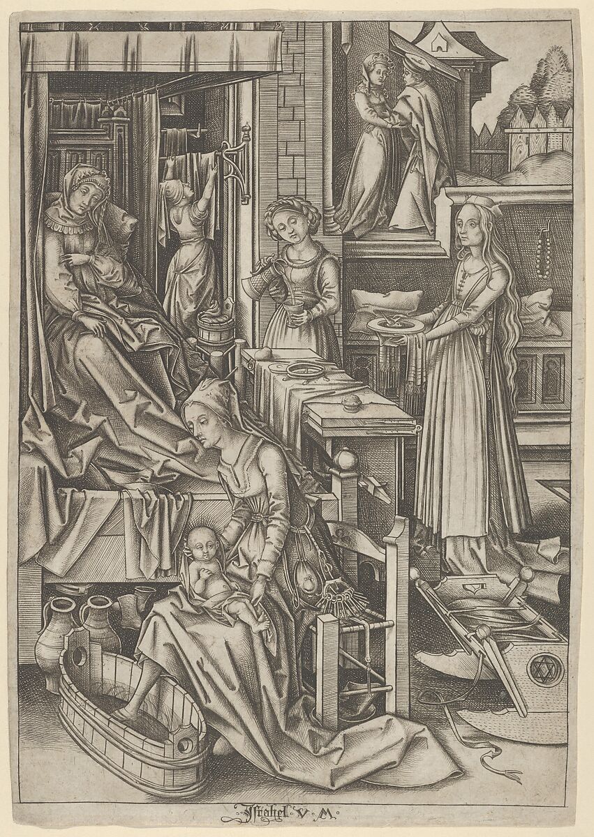 Israhel van Meckenem | The Birth of Mary, from The Life of the Virgin ...