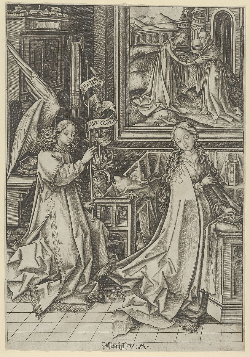 The Annunciation, from The Life of the Virgin, Israhel van Meckenem (German, Meckenem ca. 1440/45–1503 Bocholt), Engraving 
