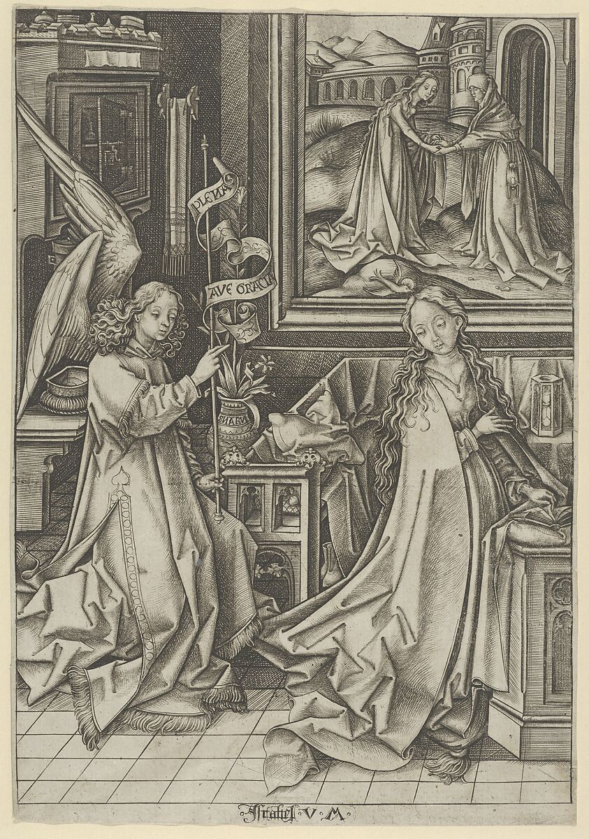 The Annunciation, from "The Life of the Virgin", Israhel van Meckenem (German, Meckenem ca. 1440/45–1503 Bocholt), Engraving 