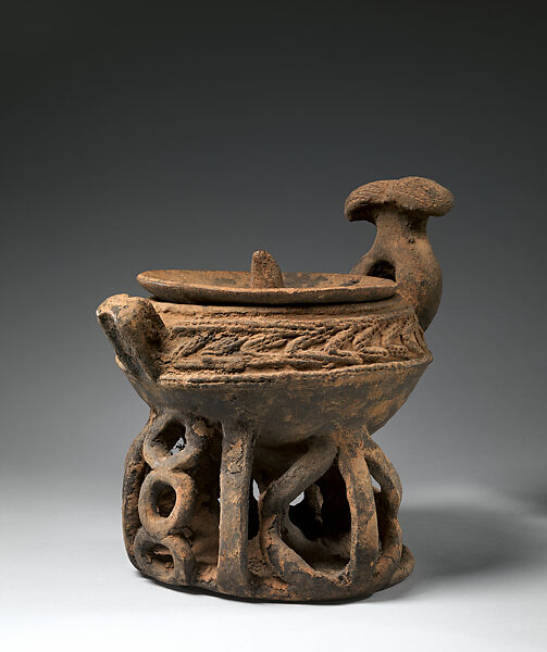 Lidded Bowl, Terracotta, Bamileke or Bamum 