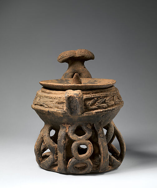 Lidded Bowl, Terracotta, Bamileke or Bamum