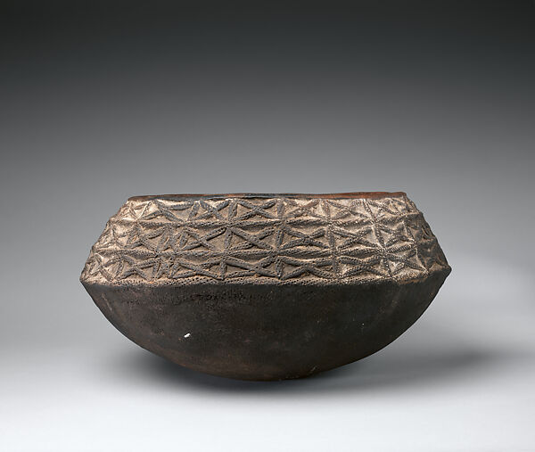 Vessel with Stylized Spider Motif, Terracotta, Bamileke or Bamum