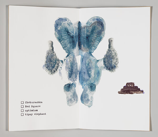 Russia: Rorschach Test, Mikhail Magaril (American, born Russia 1950), Artist's book containing fourteen ink jet prints with hand-coloring bound in a beige cloth binding with monoprint