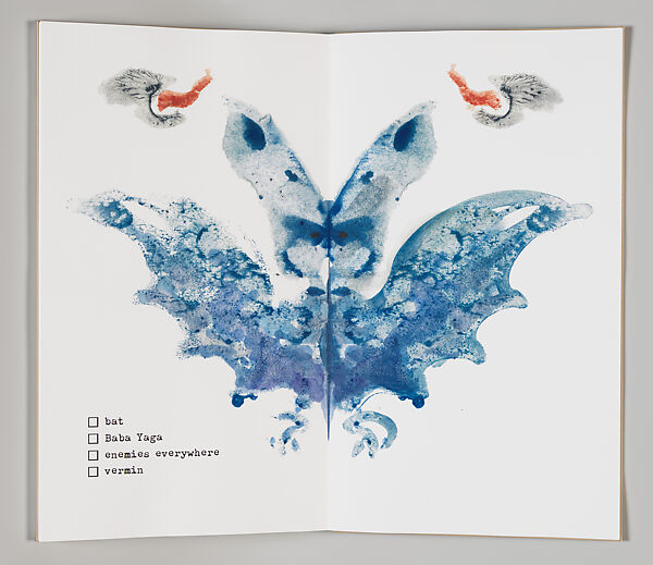 Russia: Rorschach Test, Mikhail Magaril (American, born Russia 1950), Artist's book containing fourteen ink jet prints with hand-coloring bound in a beige cloth binding with monoprint