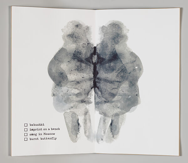 Russia: Rorschach Test, Mikhail Magaril (American, born Russia 1950), Artist's book containing fourteen ink jet prints with hand-coloring bound in a beige cloth binding with monoprint