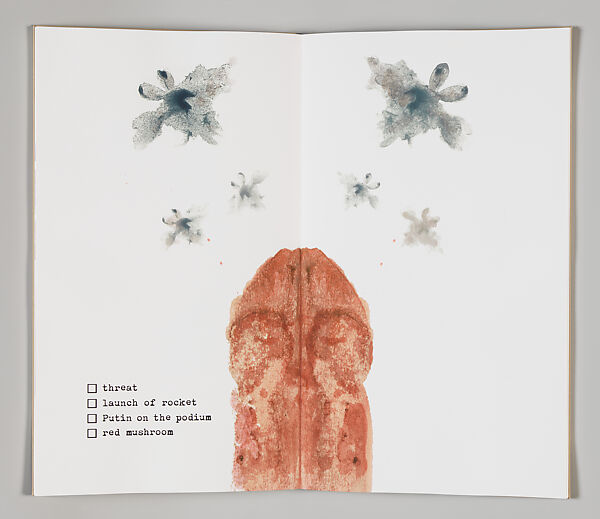 Russia: Rorschach Test, Mikhail Magaril (American, born Russia 1950), Artist's book containing fourteen ink jet prints with hand-coloring bound in a beige cloth binding with monoprint