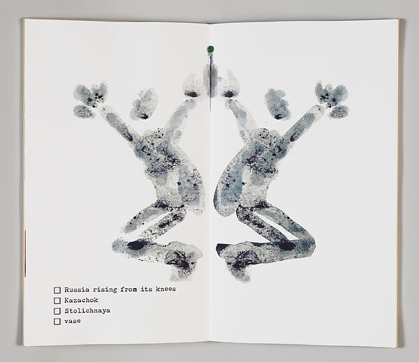 Russia: Rorschach Test, Mikhail Magaril (American, born Russia 1950), Artist's book containing fourteen ink jet prints with hand-coloring bound in a beige cloth binding with monoprint