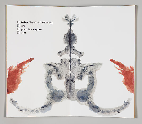 Russia: Rorschach Test, Mikhail Magaril (American, born Russia 1950), Artist's book containing fourteen ink jet prints with hand-coloring bound in a beige cloth binding with monoprint