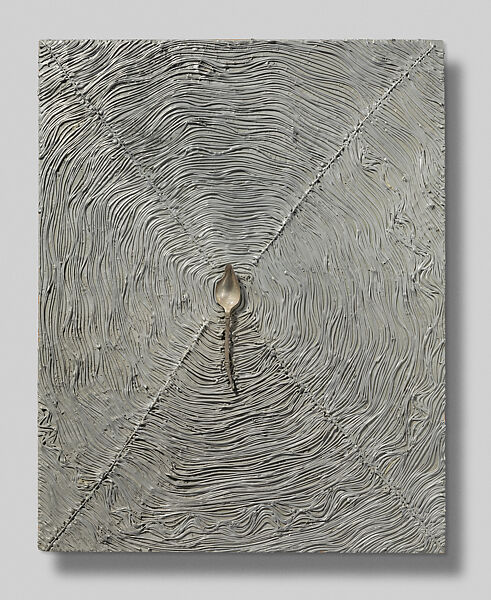 Untitled (Spoon), Lucas Samaras (American (born Greece), Kastoria 1936–2024 New York), Liquid Aluminum and spoon on wood 