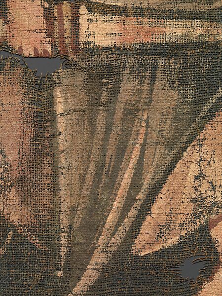 Exodus Painting, five elements from a painted hanging depicting the Crossing of the Red Sea, Indigo dyed open-weave linen, tempera, Byzantine