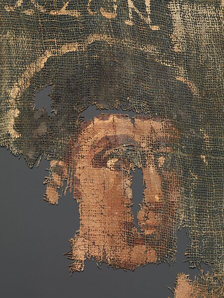 Exodus Painting, five elements from a painted hanging depicting the Crossing of the Red Sea, Indigo dyed open-weave linen, tempera, Byzantine