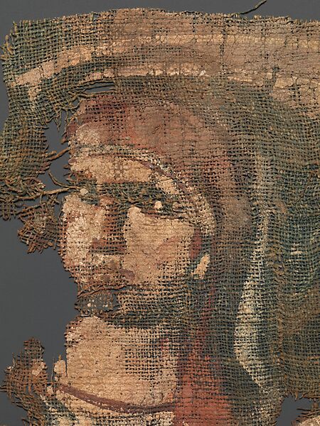 Exodus Painting, five elements from a painted hanging depicting the Crossing of the Red Sea, Indigo dyed open-weave linen, tempera, Byzantine