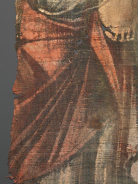 Exodus Painting, five elements from a painted hanging depicting the Crossing of the Red Sea, Indigo dyed open-weave linen, tempera, Byzantine