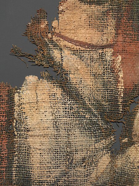 Exodus Painting, five elements from a painted hanging depicting the Crossing of the Red Sea, Indigo dyed open-weave linen, tempera, Byzantine