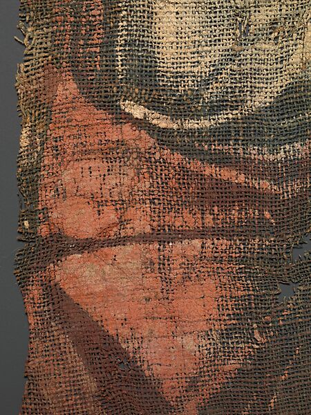 Exodus Painting, five elements from a painted hanging depicting the Crossing of the Red Sea, Indigo dyed open-weave linen, tempera, Byzantine