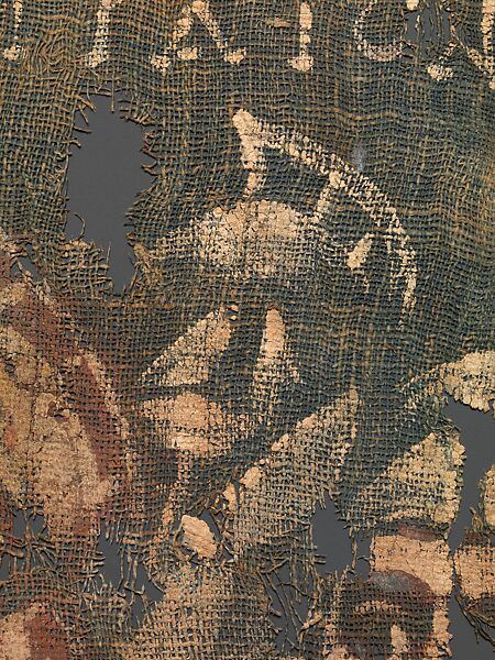 Exodus Painting, five elements from a painted hanging depicting the Crossing of the Red Sea, Indigo dyed open-weave linen, tempera, Byzantine