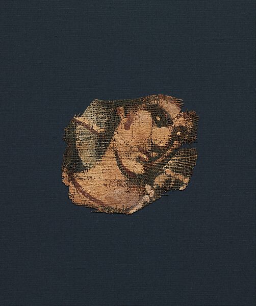 Exodus Painting, five elements from a painted hanging depicting the Crossing of the Red Sea, Indigo dyed open-weave linen, tempera, Byzantine