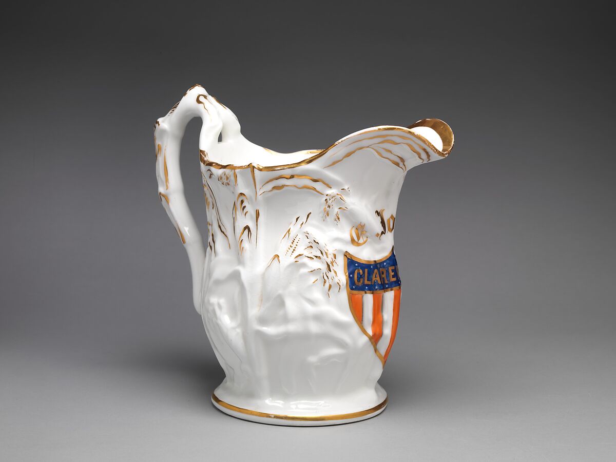 Pitcher, Charles Cartlidge and Company (1848–1856), porcelain, American 