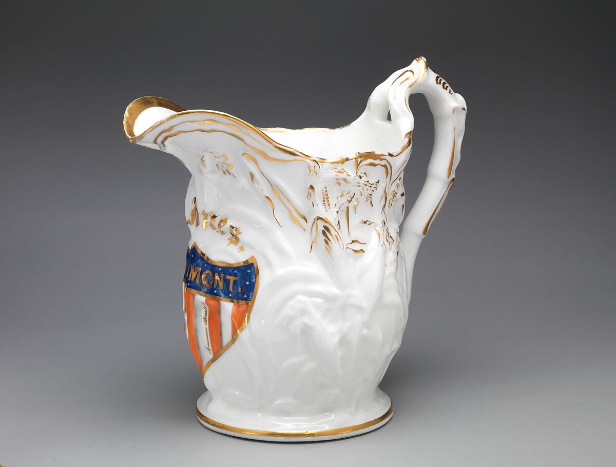 Pitcher, Charles Cartlidge and Company (1848–1856), porcelain, American