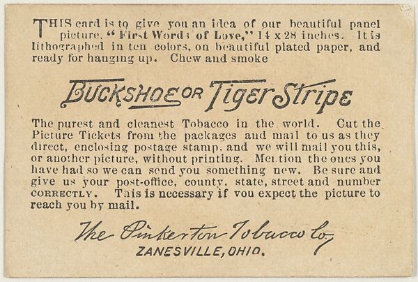 pinkerton tobacco co Issued by the Pinkerton Tobacco Company