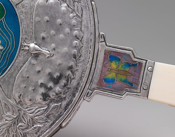 Hand mirror, Eda Lord Dixon (American, 1876–1926), Silver, ivory, enamel, and glass, American