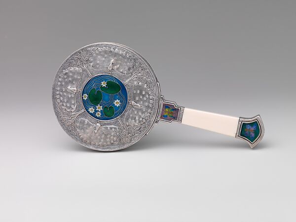 Hand mirror, Eda Lord Dixon (American, 1876–1926), Silver, ivory, enamel, and glass, American 