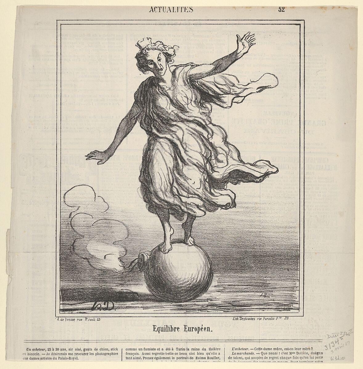 Equilibre Europeen, from Actualités, published in le Charivari, April 3, 1867, Honoré Daumier (French, Marseilles 1808–1879 Valmondois), Lithograph 