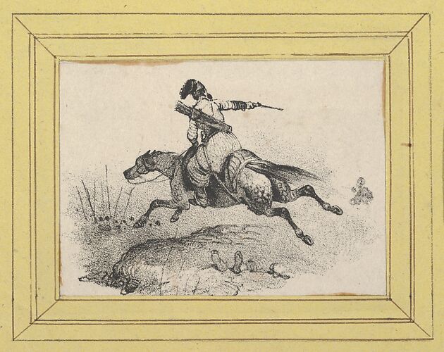 Soldier on galloping horse