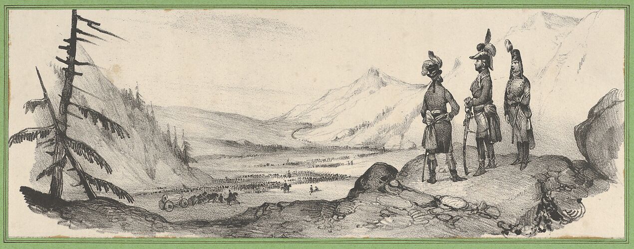 Three soldiers in a landscape