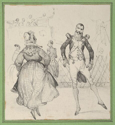 A soldier and a woman dancing