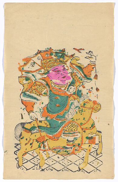 New Year Picture of Door God Zhao Yun (left one of a pair), Unidentified artist(s)  , Chinese, early 20th century, Polychrome woodblock print; ink and color on paper, China 