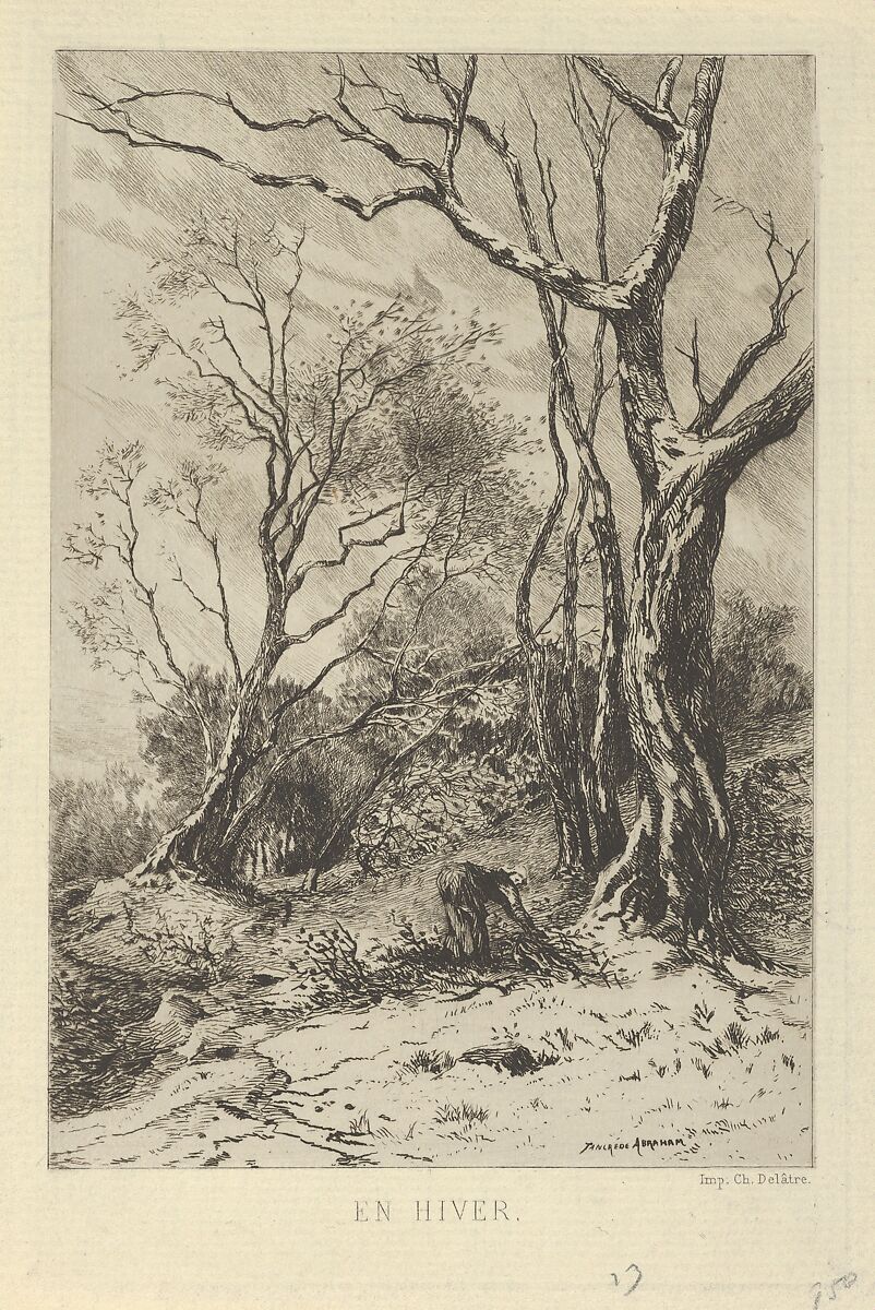 En Hiver, Tancrède Abraham (French, Vitré 1836–1895), Etching 