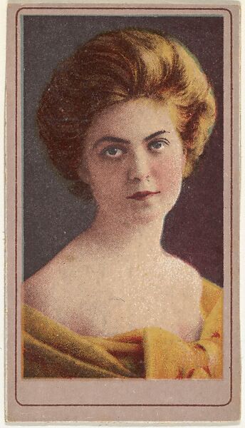 Actress wearing yellow gown, from the Actresses series (T176) issued by Sweet Caporal Cigarettes, Issued by Kinney Brothers Tobacco Company, Commercial color lithograph 
