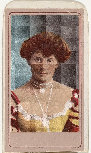 Actress wearing pearl necklace, from the Actresses series (T176) issued by Sweet Caporal Cigarettes, Issued by Kinney Brothers Tobacco Company, Commercial color lithograph 