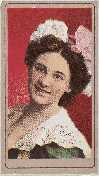 Actress wearing wide lace collar, from the Actresses series (T176) issued by Sweet Caporal Cigarettes, Issued by Kinney Brothers Tobacco Company, Commercial color lithograph 