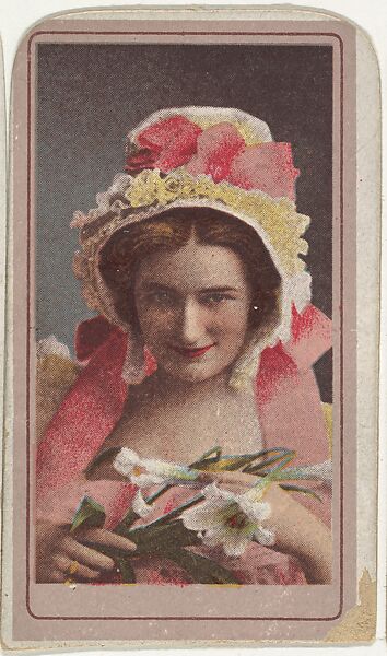 Actress holding white lilies, from the Actresses series (T176) issued by Sweet Caporal Cigarettes, Issued by Kinney Brothers Tobacco Company, Commercial color lithograph