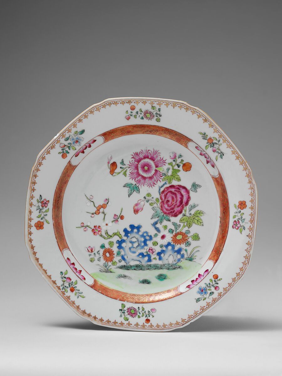 Plate, Hard-paste porcelain, Chinese, for American market 