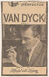 Newspaper ad for Van Dyck Cigars (man smoking cigar in library), from the Smoker Portraits series (T134) to promote Van Dyck Cigars