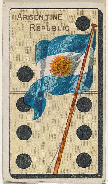 Argentine Republic, from the National Flag on Domino series (T177) issued by Kinney Brothers to promote Sweet Caporal Cigarettes, Issued by Kinney Brothers Tobacco Company, Commercial color print 