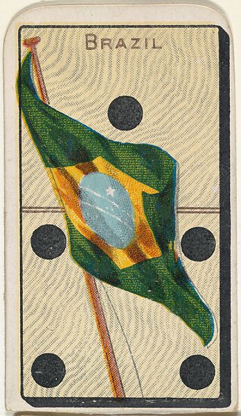 Brazil, from the National Flag on Domino series (T177) issued by Kinney Brothers to promote Sweet Caporal Cigarettes, Issued by Kinney Brothers Tobacco Company, Commercial color print 