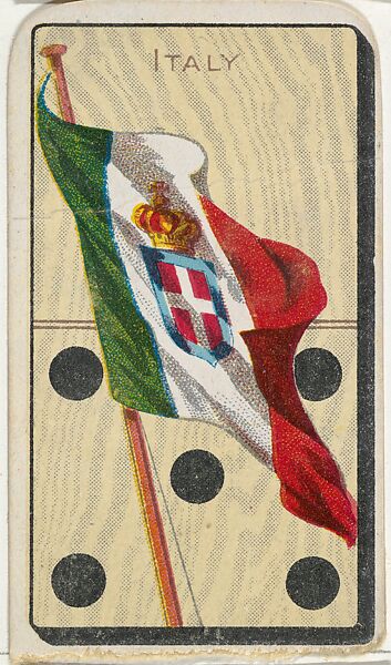 Italy, from the National Flag on Domino series (T177) issued by Kinney Brothers to promote Sweet Caporal Cigarettes, Issued by Kinney Brothers Tobacco Company, Commercial color print 